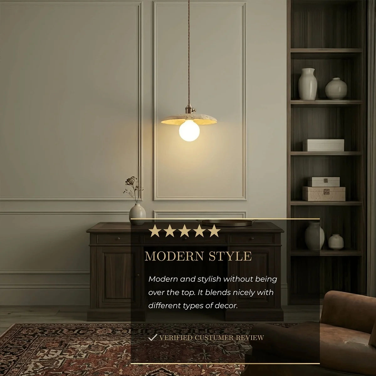 Strata LED Travertine Pendant Light