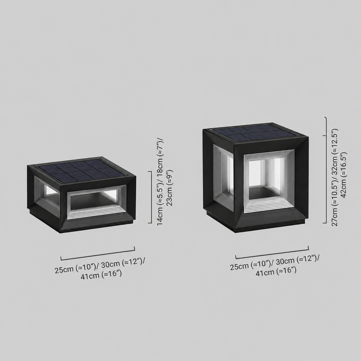 Arcato Modern LED Outdoor Pillar Lights - Black Metal Cube Design