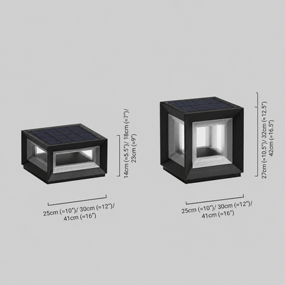 Arcato Modern LED Outdoor Pillar Lights - Black Metal Cube Design