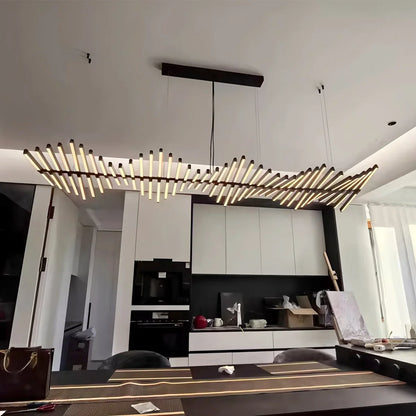 Fishbone Linear Chandelier for Dining Table and Kitchen Island