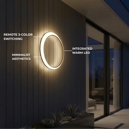 Lunara Art Deco LED Outdoor Wall Sconce with Remote Control for Exterior Spaces