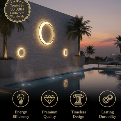 Lunara Art Deco LED Outdoor Wall Sconce with Remote Control for Exterior Spaces