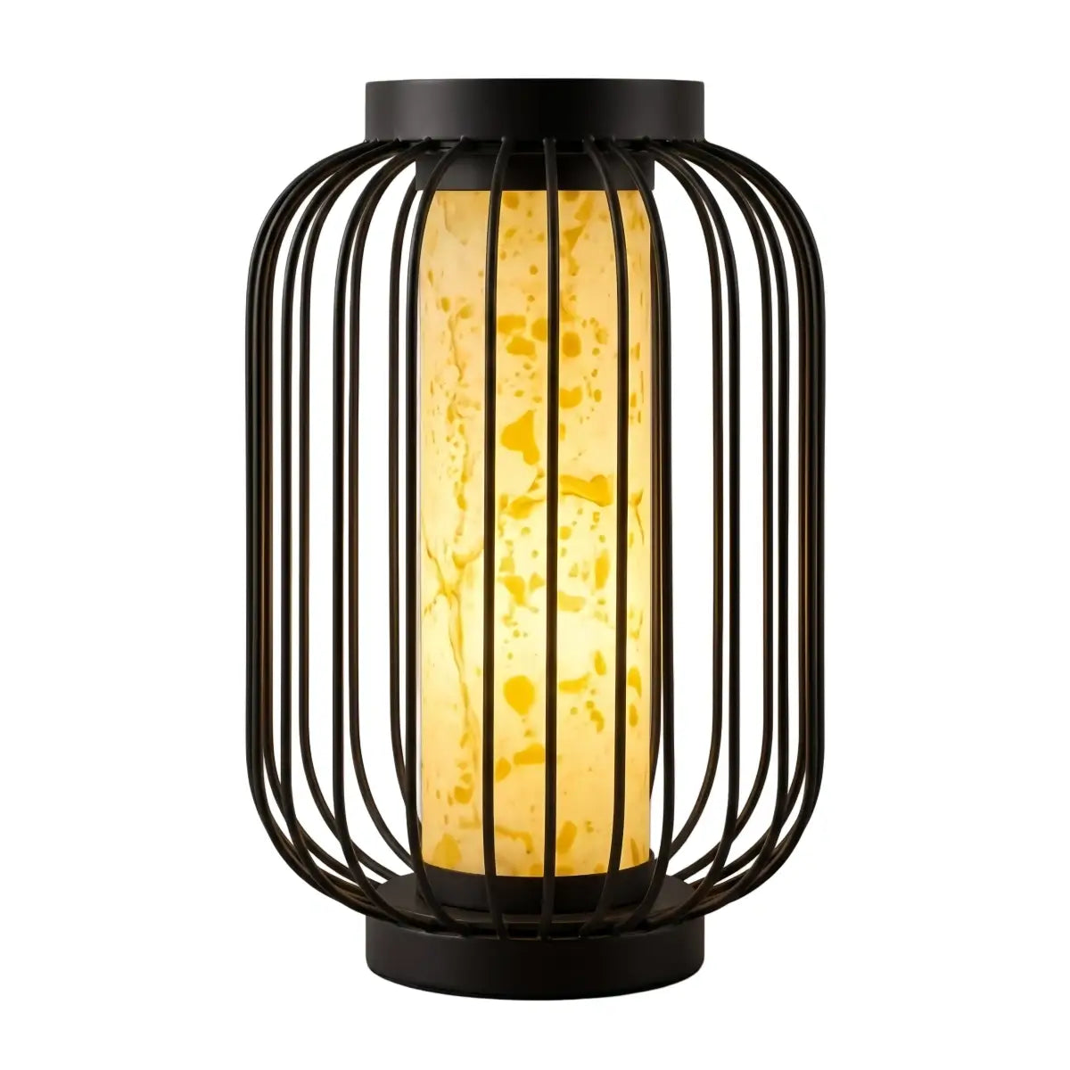 Lunara Modern Solar Floor Lamp - Black Metal Lantern for Courtyard (Waterproof)