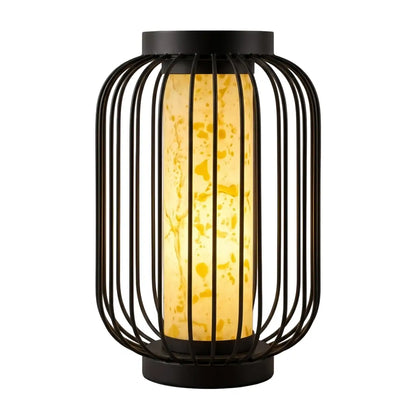 Lunara Modern Solar Floor Lamp - Black Metal Lantern for Courtyard (Waterproof)