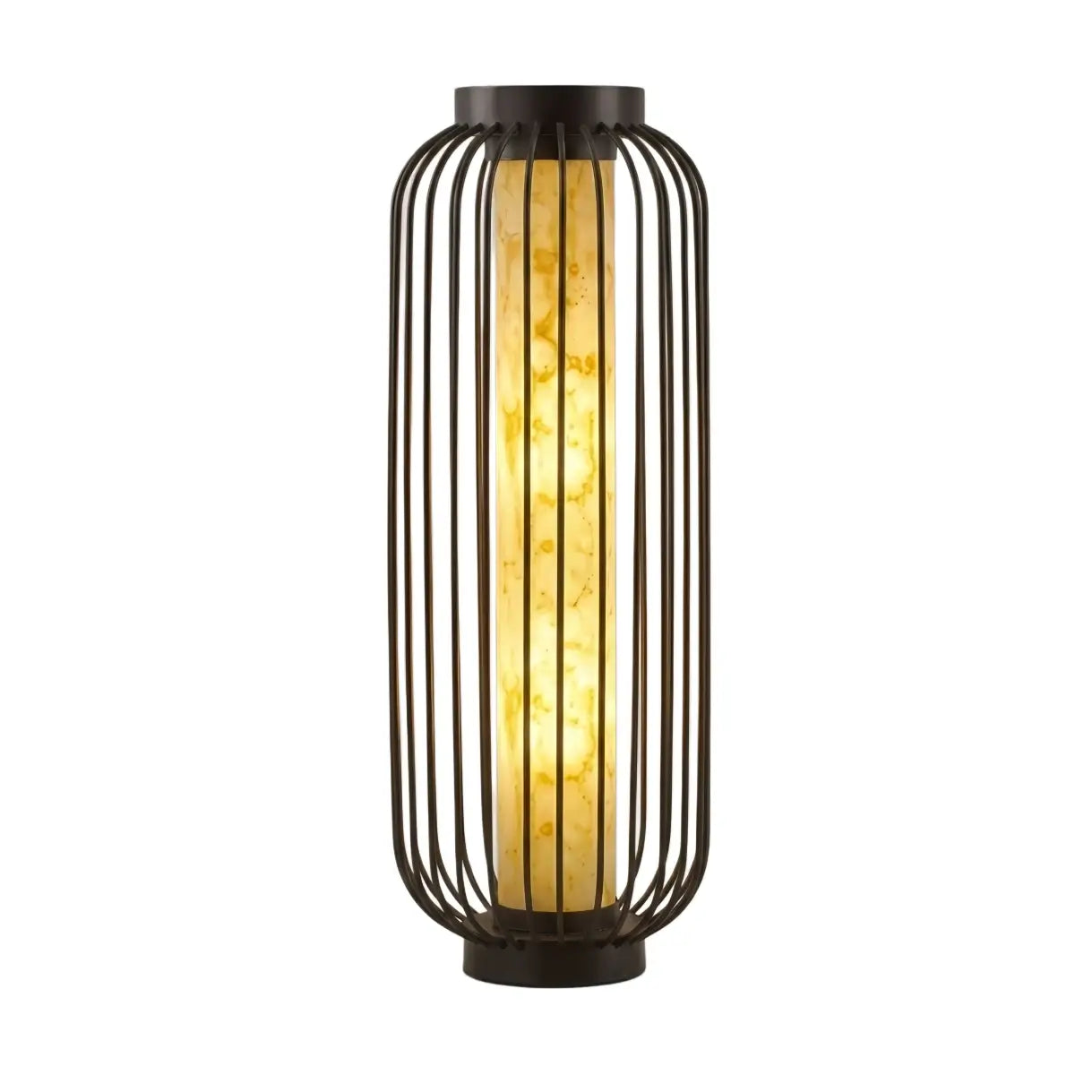 Lunara Modern Solar Floor Lamp - Black Metal Lantern for Courtyard (Waterproof)