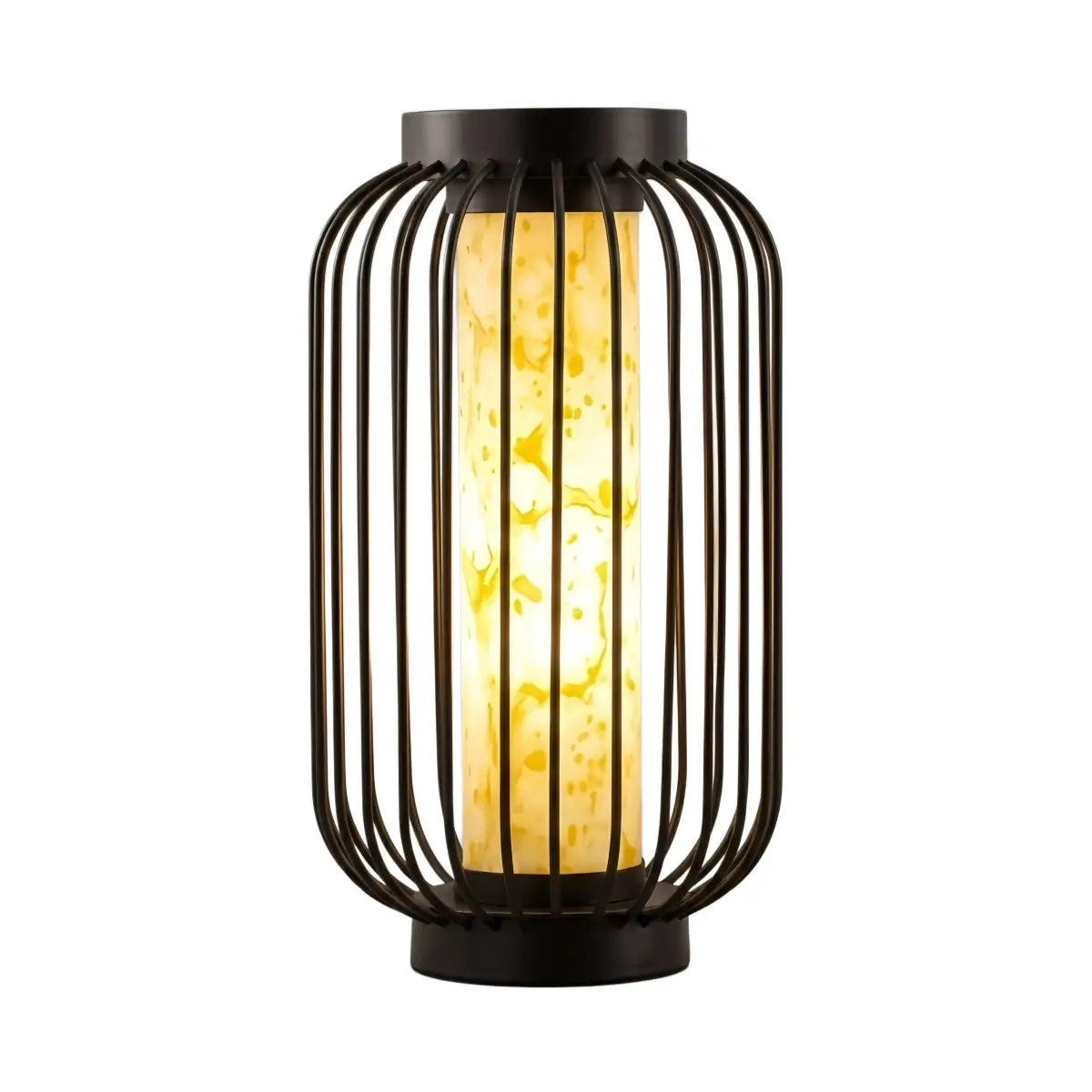 Lunara Modern Solar Floor Lamp - Black Metal Lantern for Courtyard (Waterproof)