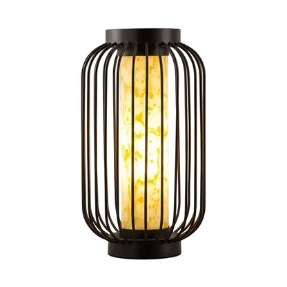 Lunara Modern Solar Floor Lamp - Black Metal Lantern for Courtyard (Waterproof)