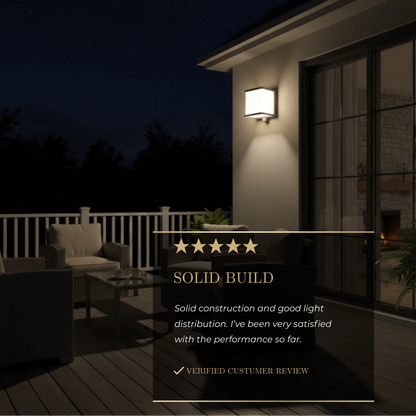 Lunara Modern Solar LED Outdoor Wall Lamp – Waterproof Sensor Light for Courtyard