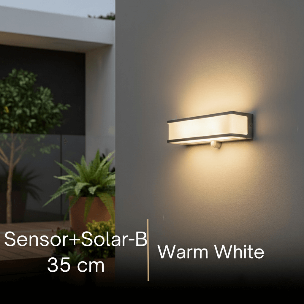 Lunara Modern Solar LED Outdoor Wall Lamp – Waterproof Sensor Light for Courtyard