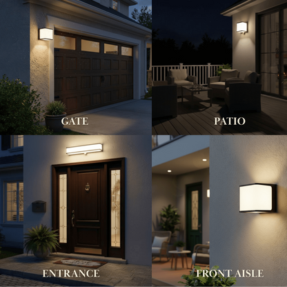 Lunara Modern Solar LED Outdoor Wall Lamp – Waterproof Sensor Light for Courtyard