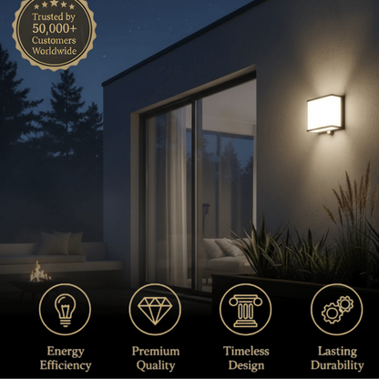 Lunara Modern Solar LED Outdoor Wall Lamp – Waterproof Sensor Light for Courtyard