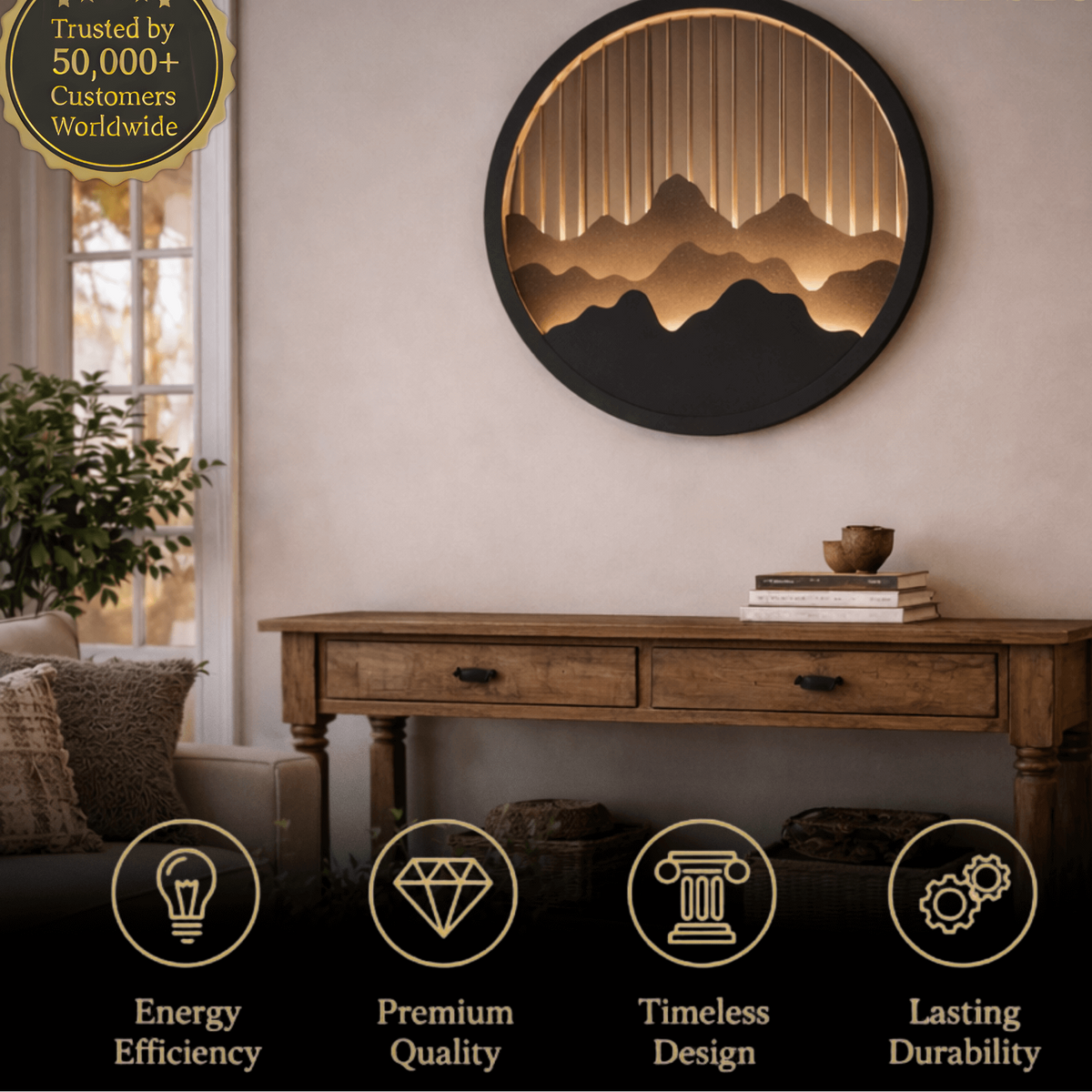 Lunara Modern Waterproof Wall Light – Circular Stainless Steel LED for Indoor/Outdoor