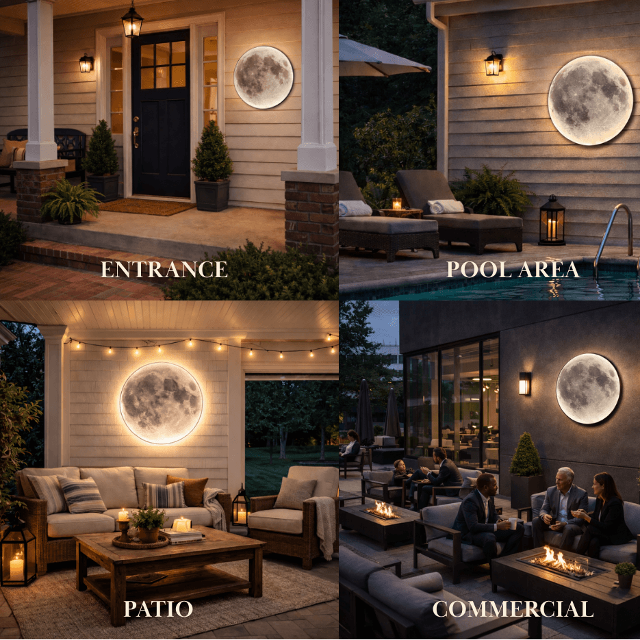 Moon Wall Light Luna, Waterproof Outdoor Moon Sconce for Patio Garden & Bathroom