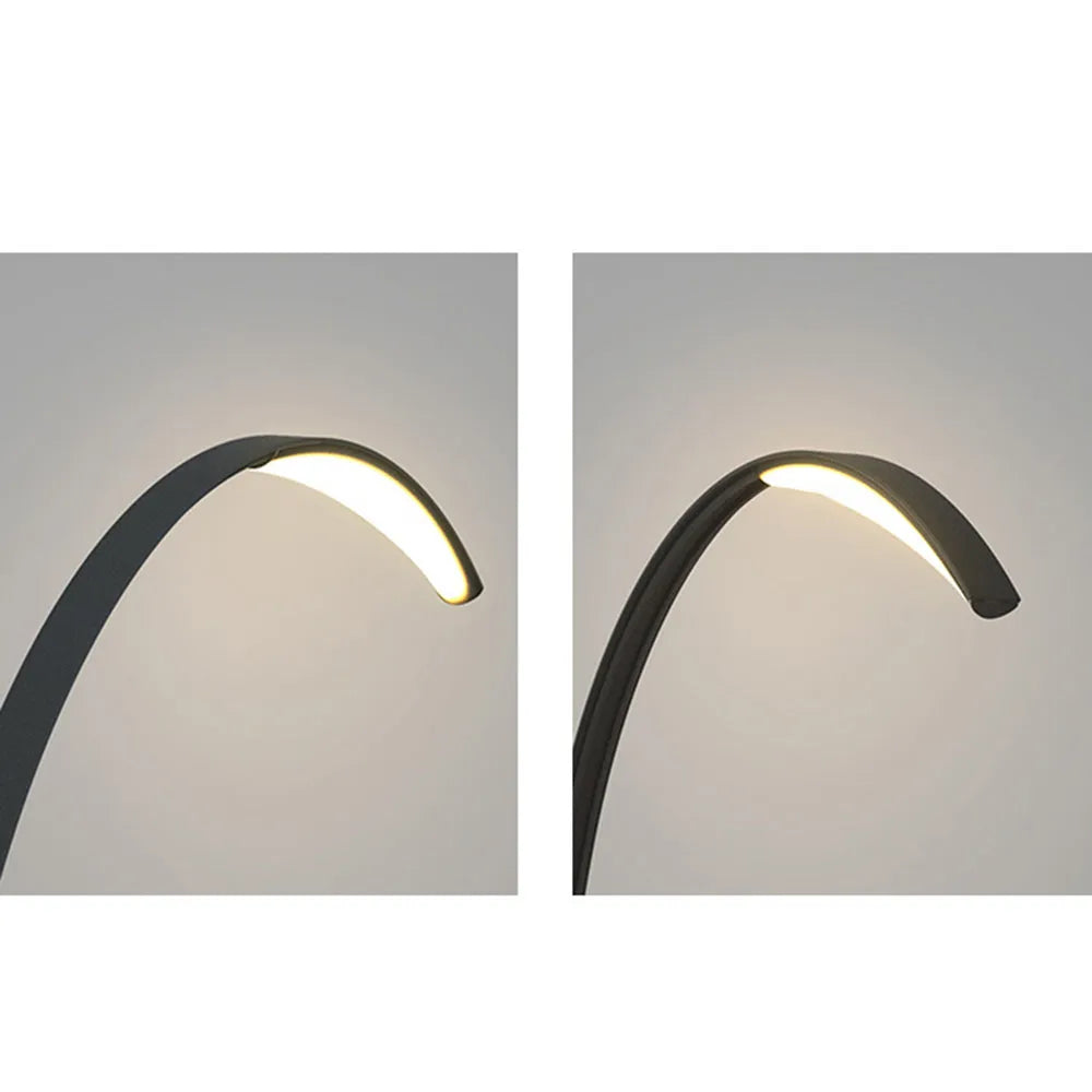 Velora Minimalist Metal & Acrylic Pathway Light - Black Curve for Outdoor Pool