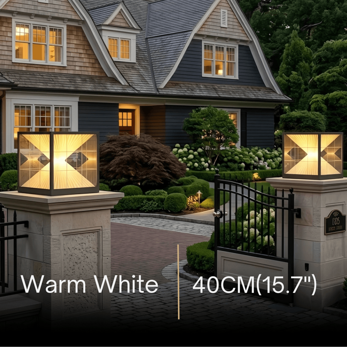Arcato Modern Metal Solar Outdoor Pillar Lights - Black Pyramid Design Courtyard