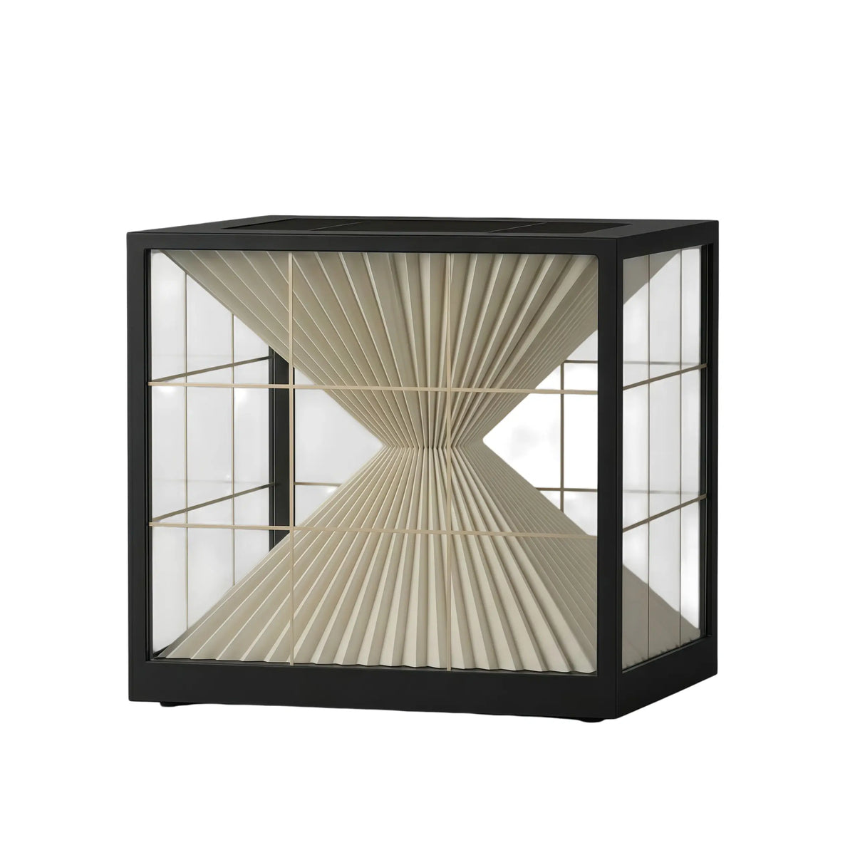 Arcato Modern Metal Solar Outdoor Pillar Lights - Black Pyramid Design Courtyard