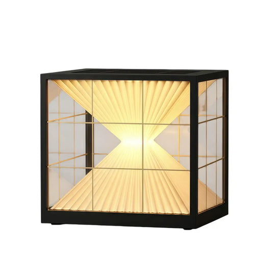 Nuvlight Modern Metal Solar Outdoor Pillar Lights - Black Pyramid Design Courtyard