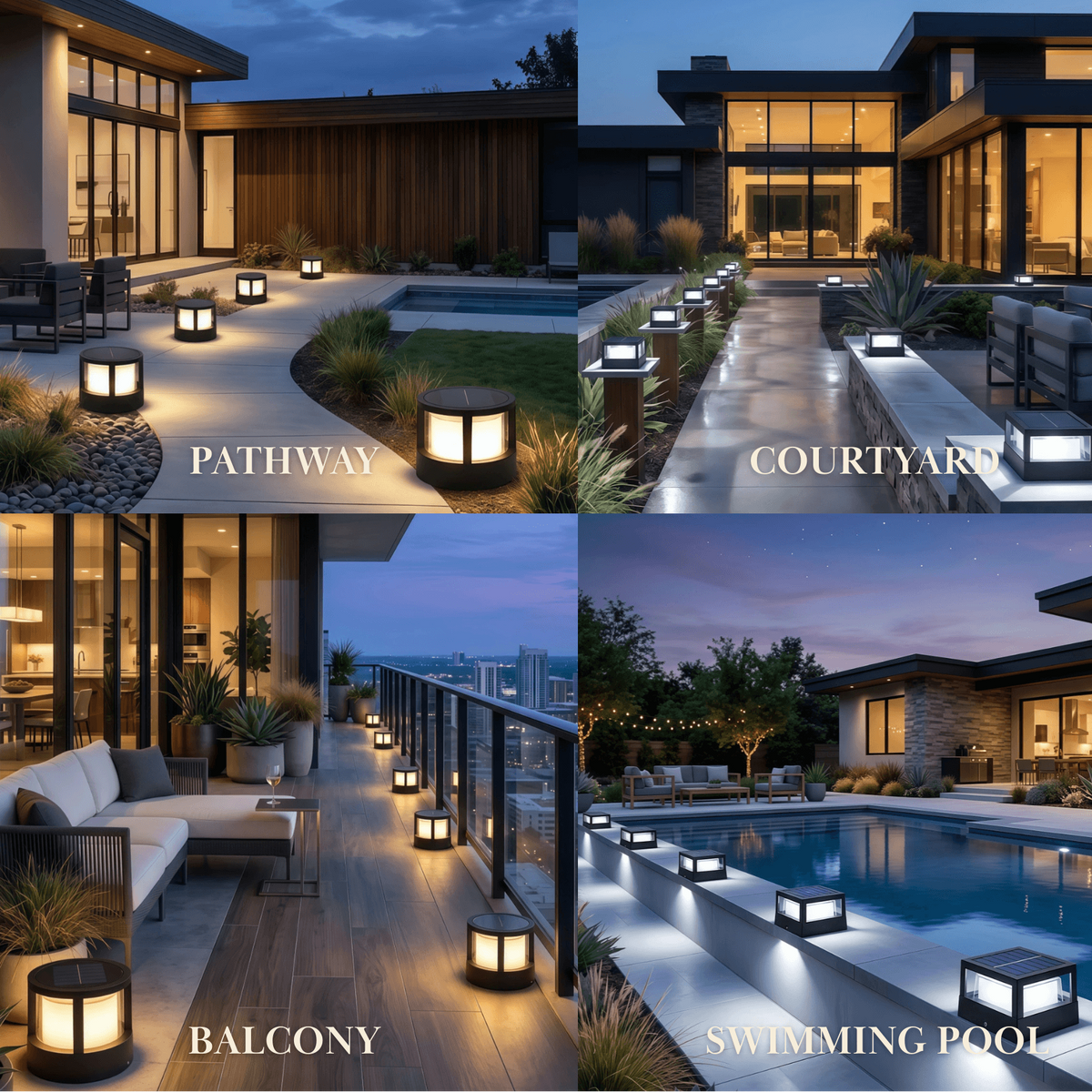 Stellar Modern Metal Outdoor Lamp - Black Cube & Cylinder Design