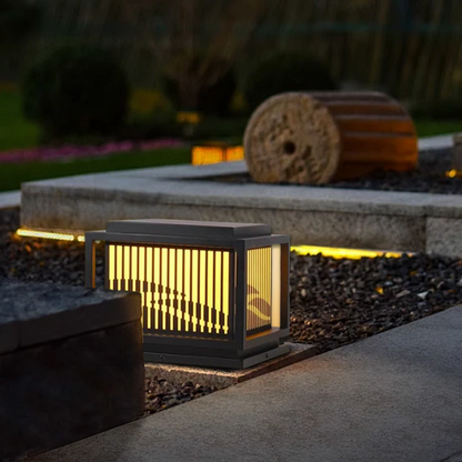 Arcato Vintage Metal Outdoor Pillar Light - Black Square for Garden