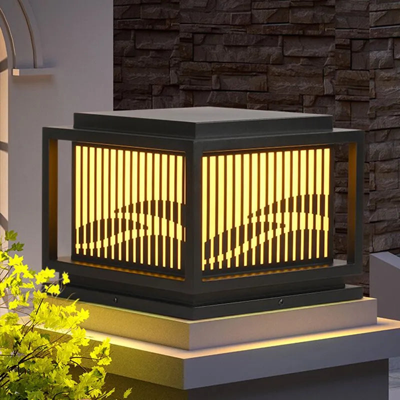 Arcato Vintage Metal Outdoor Pillar Light - Black Square for Garden
