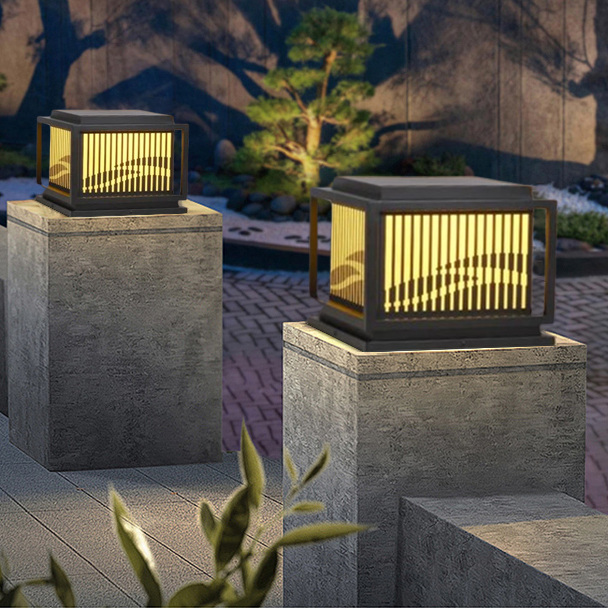 Arcato Vintage Metal Outdoor Pillar Light - Black Square for Garden
