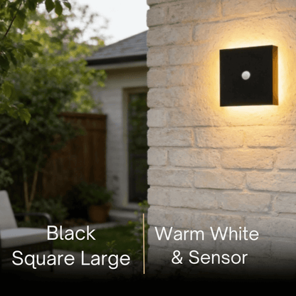 Solara Minimalist LED Outdoor Wall Lamp – Black/White Round/Square Porch Sensor Light