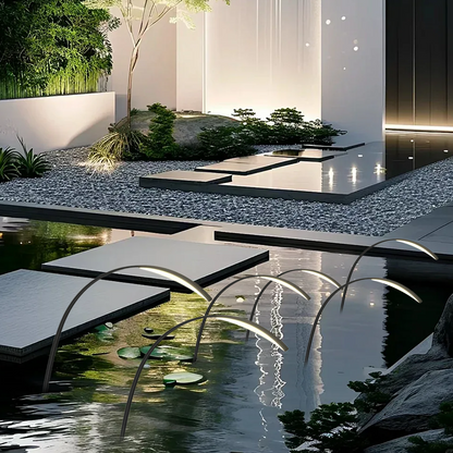 Velora Minimalist Metal & Acrylic Pathway Light - Black Curve for Outdoor Pool