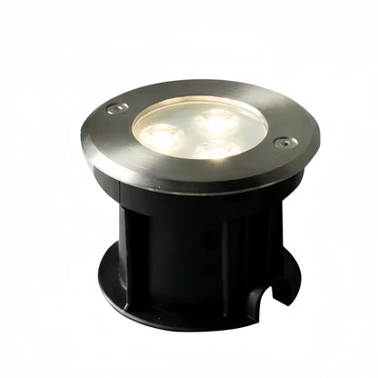 Irondale Minimalist Outdoor Ground Lights - Black Metal & Glass Round Design for Garden