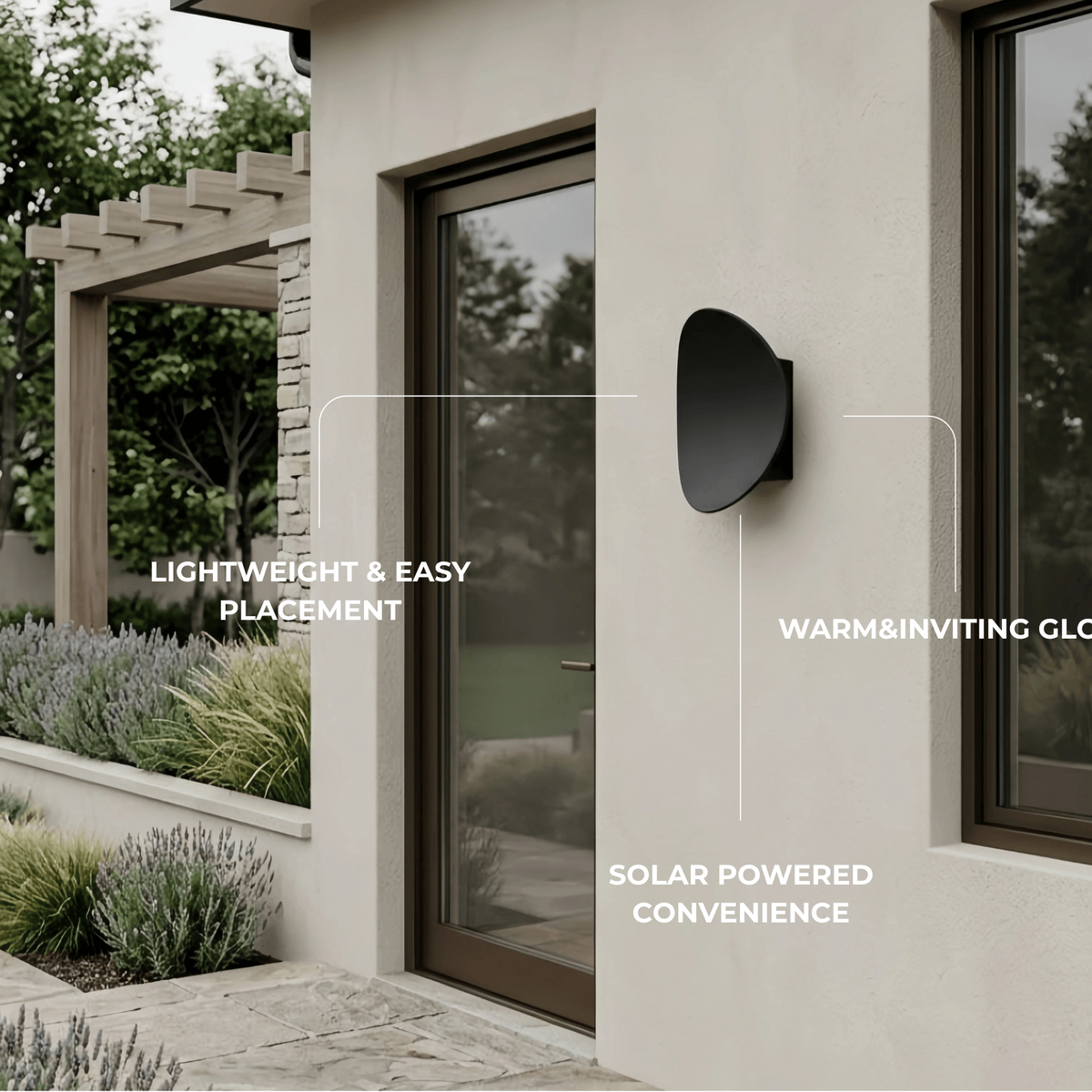 Velora Minimalist Pebble Outdoor Wall Lamp - Black/Grey Metal/Acrylic for Patio