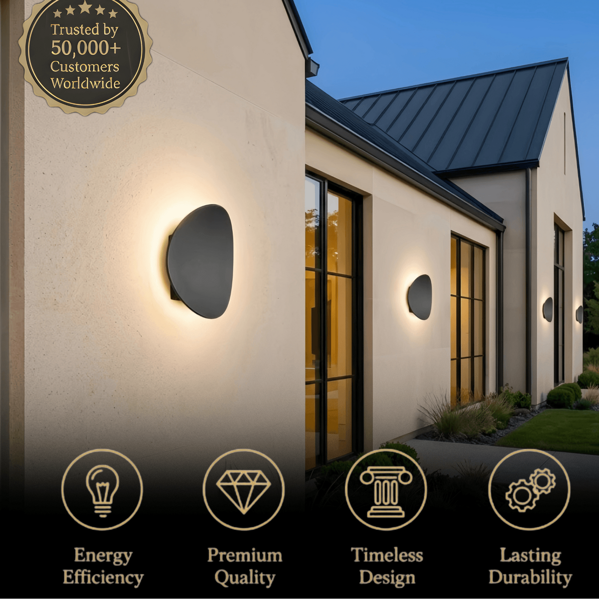 Velora Minimalist Pebble Outdoor Wall Lamp - Black/Grey Metal/Acrylic for Patio