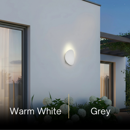 Velora Minimalist Pebble Outdoor Wall Lamp - Black/Grey Metal/Acrylic for Patio
