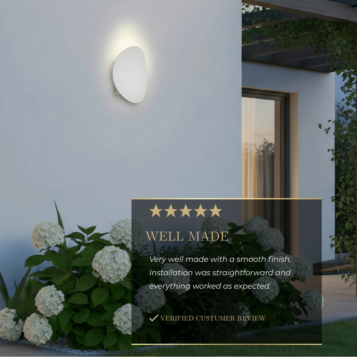Velora Minimalist Pebble Outdoor Wall Lamp - Black/Grey Metal/Acrylic for Patio