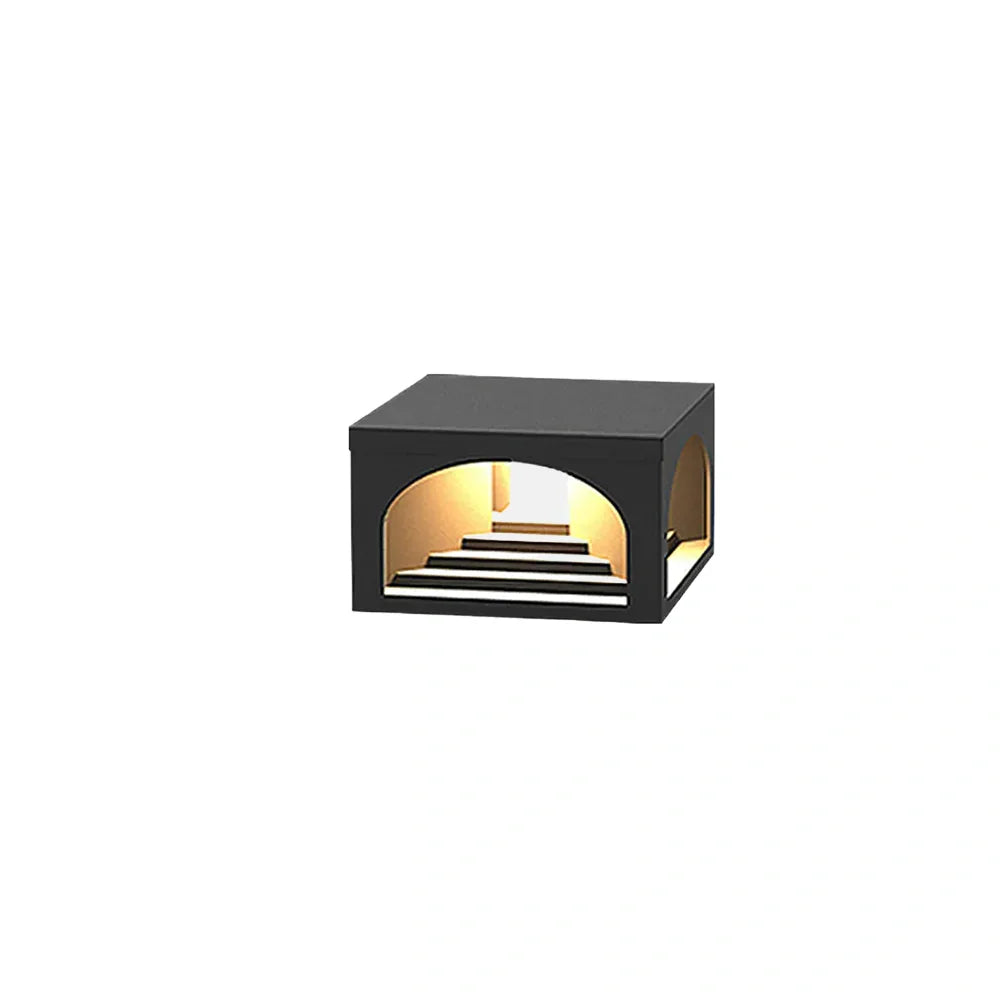 Arcato Minimalist Pier-Mount Pillar Light - Black Metal for Outdoor