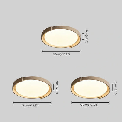 Strata Minimalist Round Travertine Ceiling Light -- Beige or White for Bathroom & Covered Outdoor