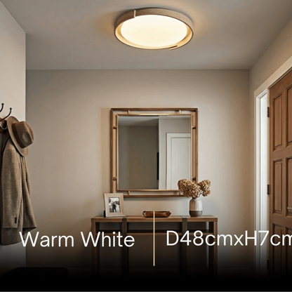 Strata Minimalist Round Travertine Ceiling Light -- Beige or White for Bathroom & Covered Outdoor