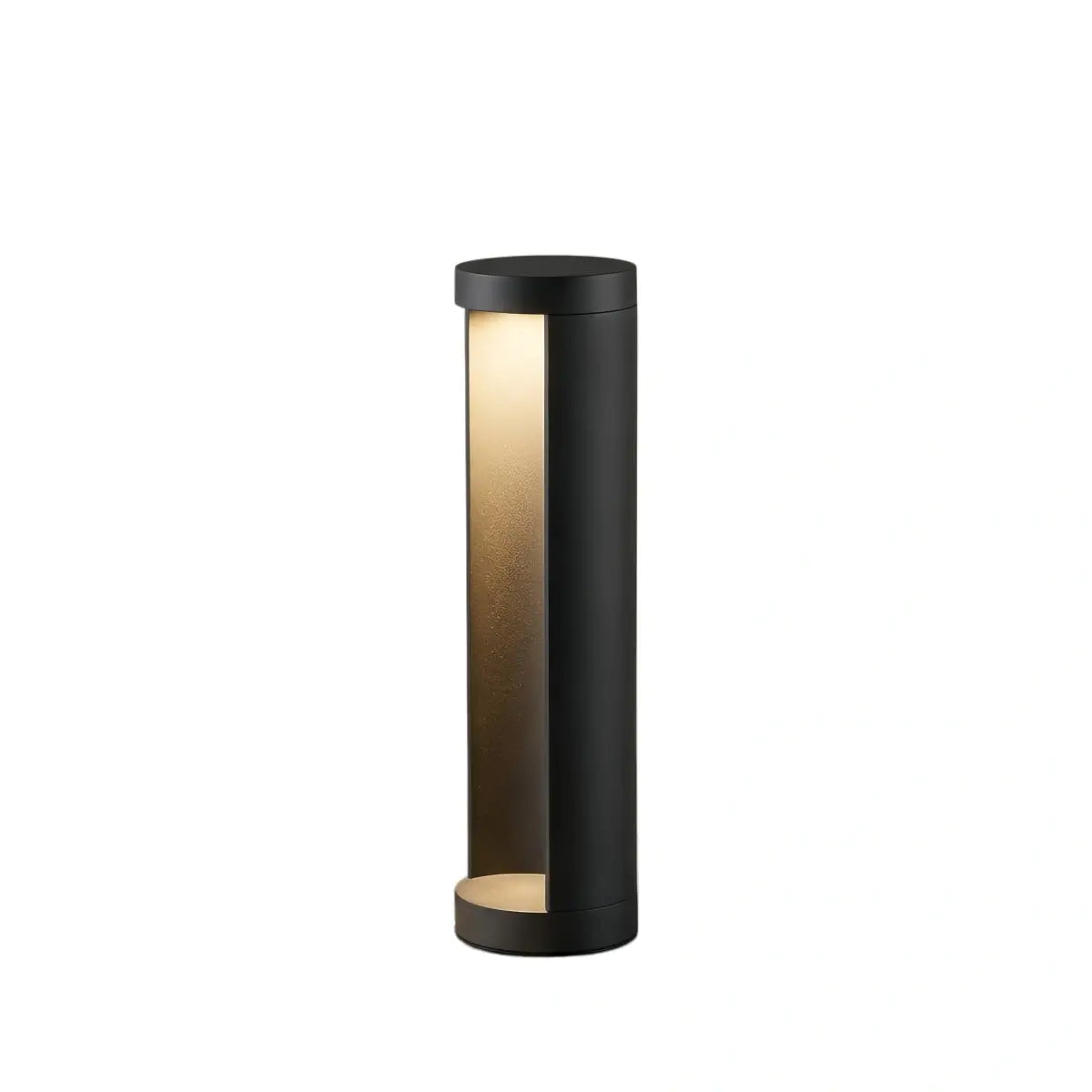 Nuvlight Minimalist Solar Outdoor Lamp - Black Metal Cylindrical Design Garden/Pathway