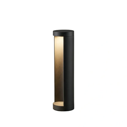 Nuvlight Minimalist Solar Outdoor Lamp - Black Metal Cylindrical Design Garden/Pathway
