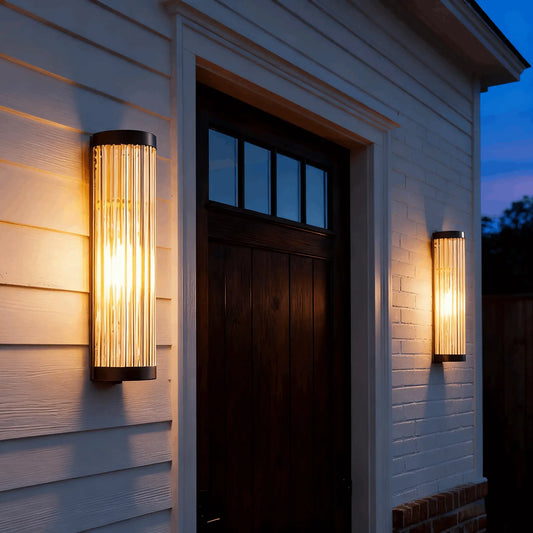 Nuvlight Modern Black LED Outdoor Wall Sconce – Waterproof Light for Garden/Courtyard