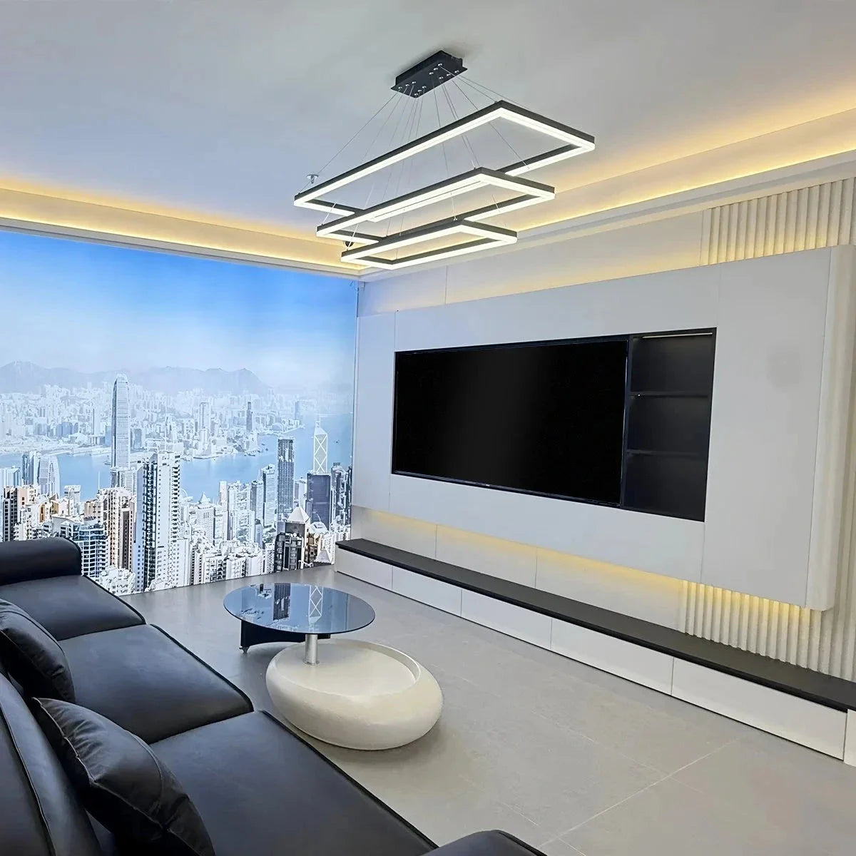 Black Linear Chandelier for Dining Table