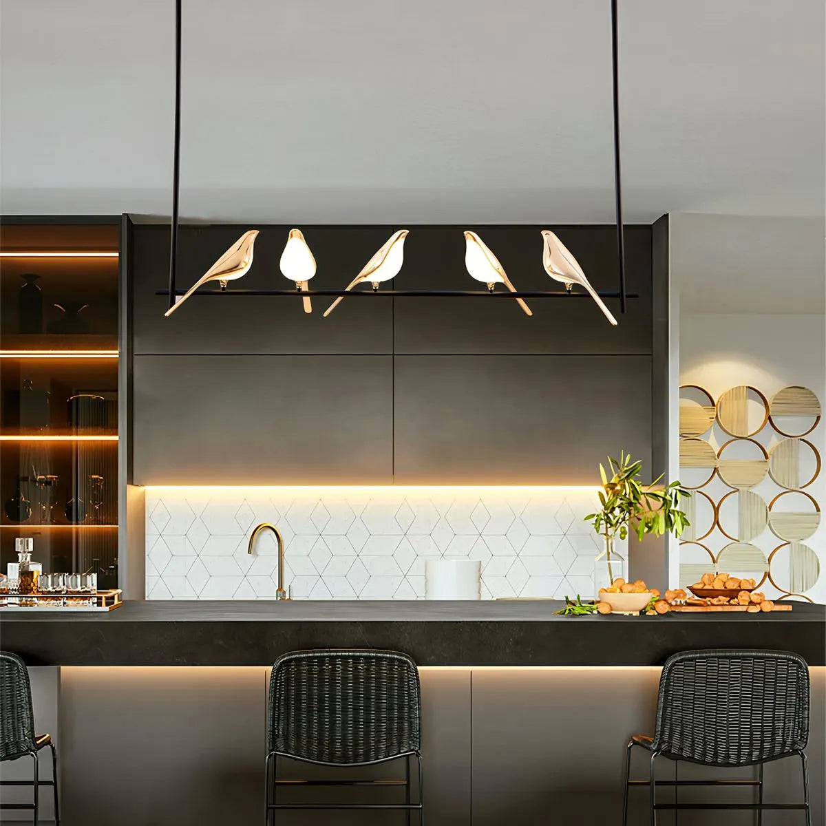 Gold Bird Chandelier for Living Room