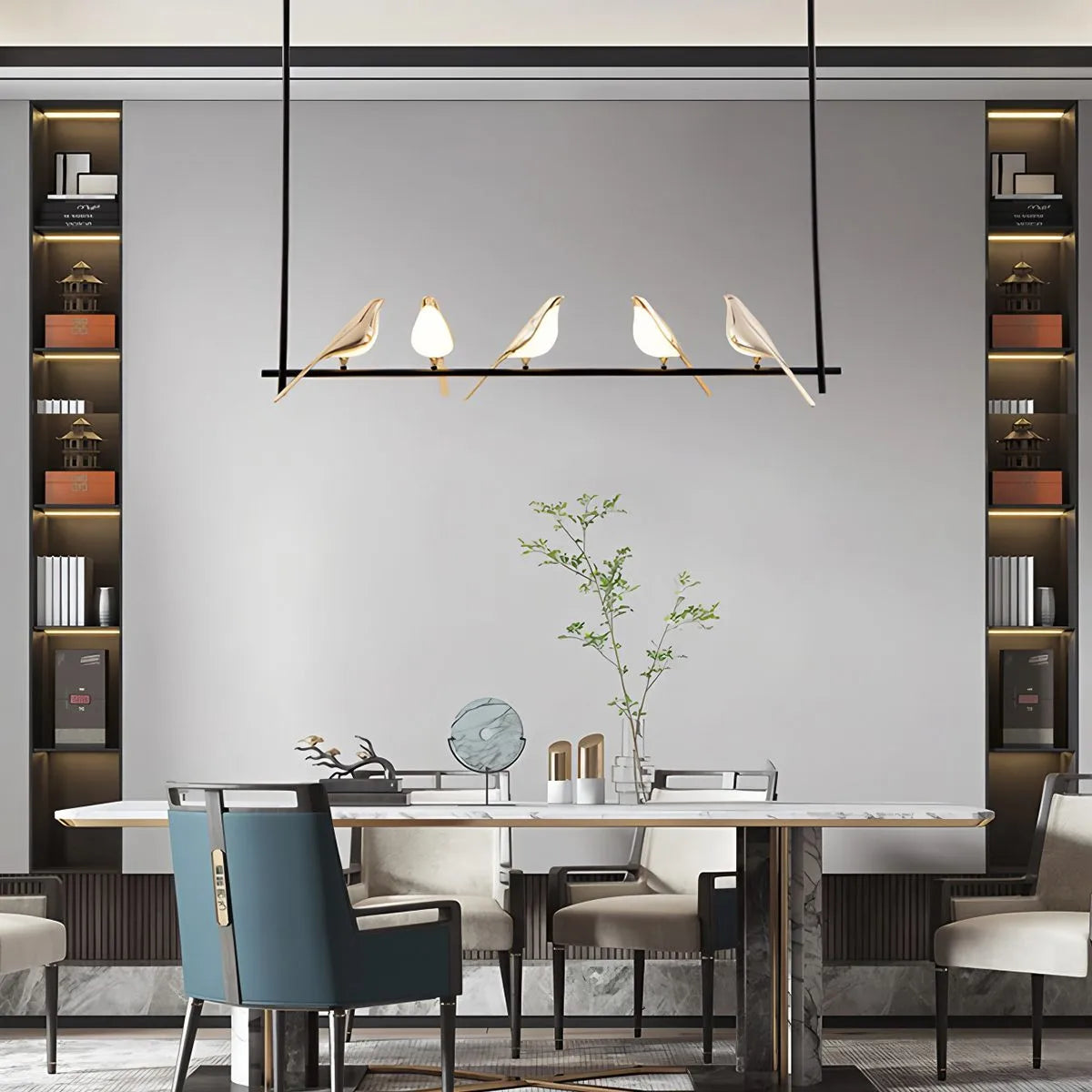 Gold Bird Chandelier for Living Room