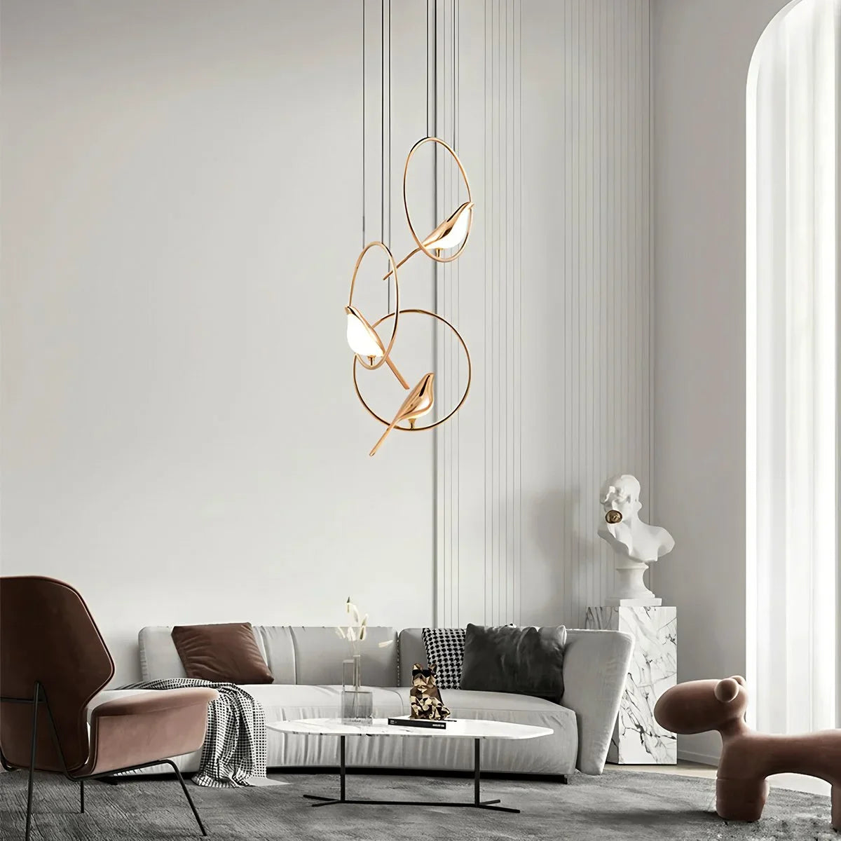 Gold Bird Chandelier for Living Room