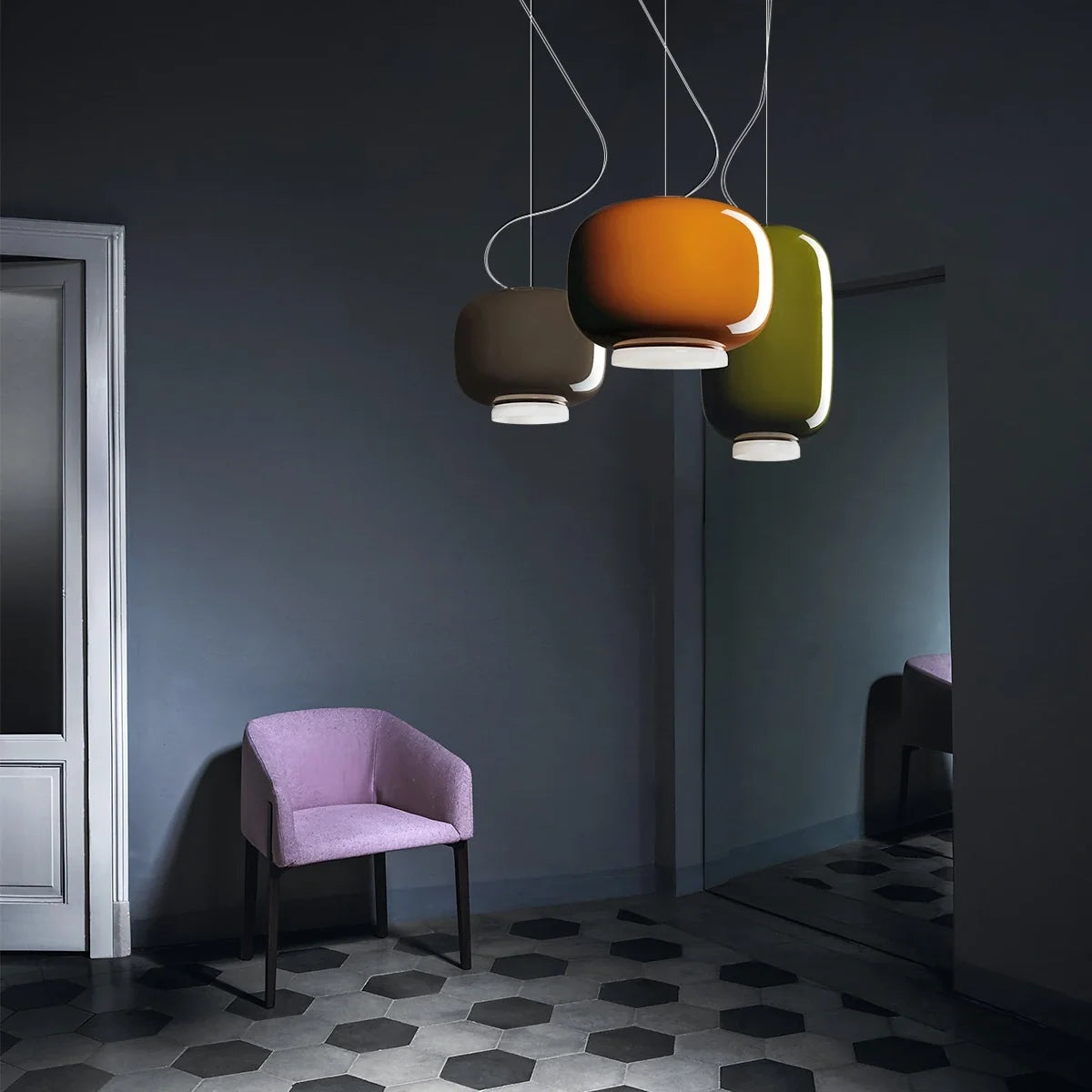 Nuvlight Modern Colored Glass Lantern Pendant Light