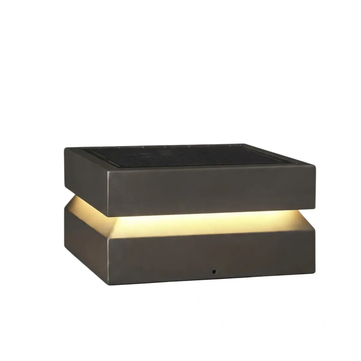 Nuvlight Modern Concave Solar Outdoor Pillar Lights – Black Metal for Garden/Pathway