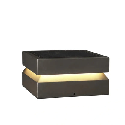 Nuvlight Modern Concave Solar Outdoor Pillar Lights – Black Metal for Garden/Pathway