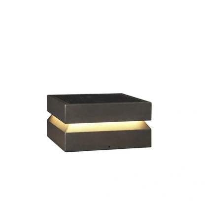 Arcato Modern Concave Solar Outdoor Pillar Lights – Black Metal for Garden/Pathway