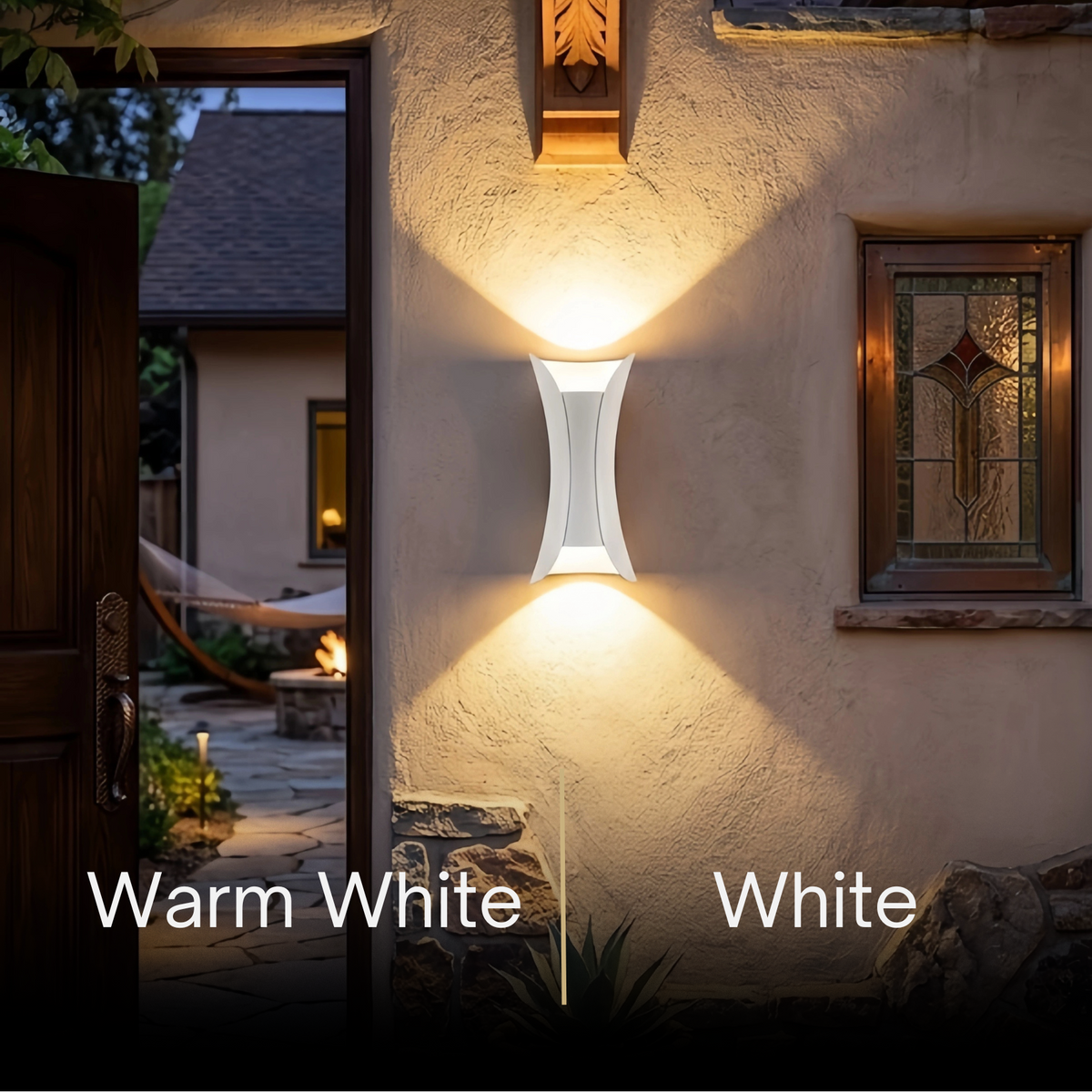 Irondale Modern Curved LED Outdoor Wall Sconce – Wall-Mounted Fixture for Courtyard/Patio