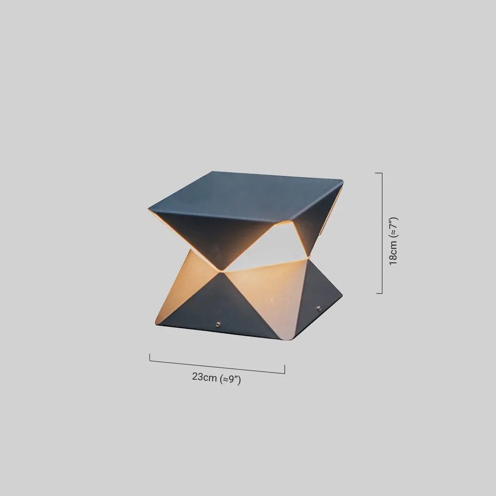 Modern Geometric Outdoor Floor Lamp – Black Meta&Glass for Garden/Patio