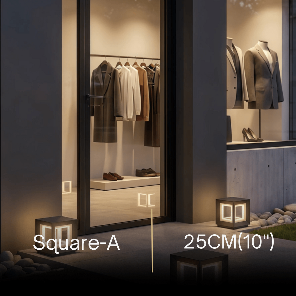 Arcato Modern LED Outdoor Pillar Lights - Black Metal Cube Design