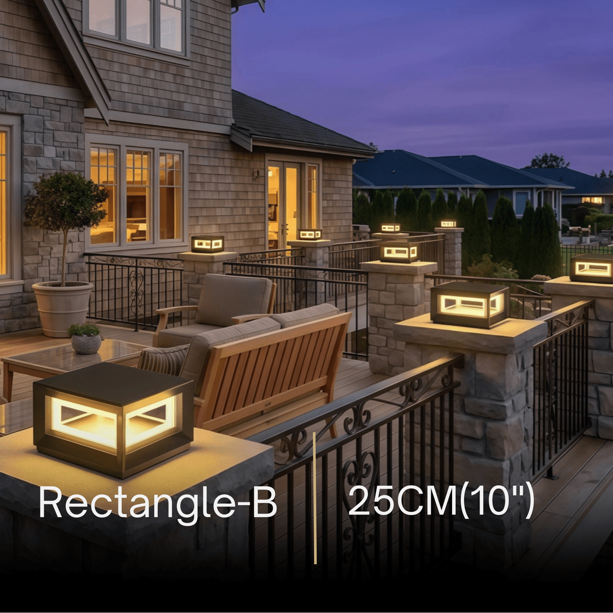 Arcato Modern LED Outdoor Pillar Lights - Black Metal Cube Design